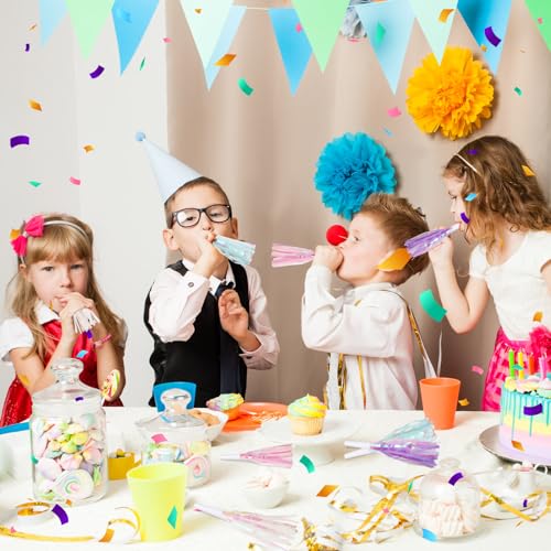 GDZRDFLH 24 pcs Party Blowers, Noise Makers Glitter Metallic Fringed Party Horns for Birthday Blow Horns Graduation Sporting Party Favors Supplies - Image 5