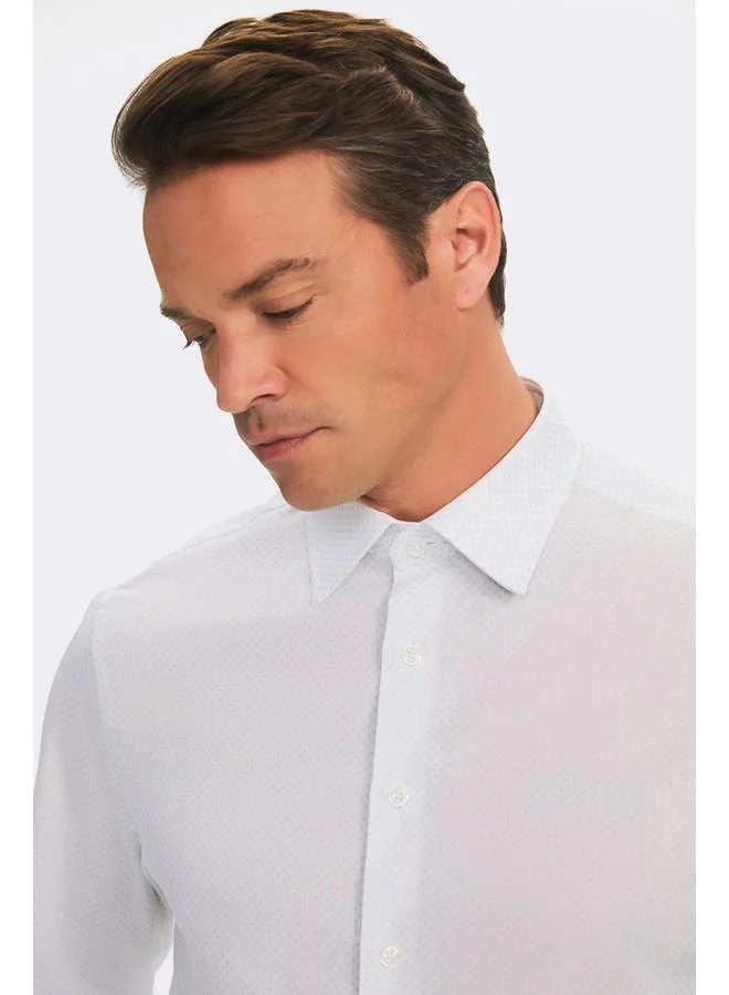 JUNE June Exclusive Men Slim Fit Patterned Shirt Blue - White