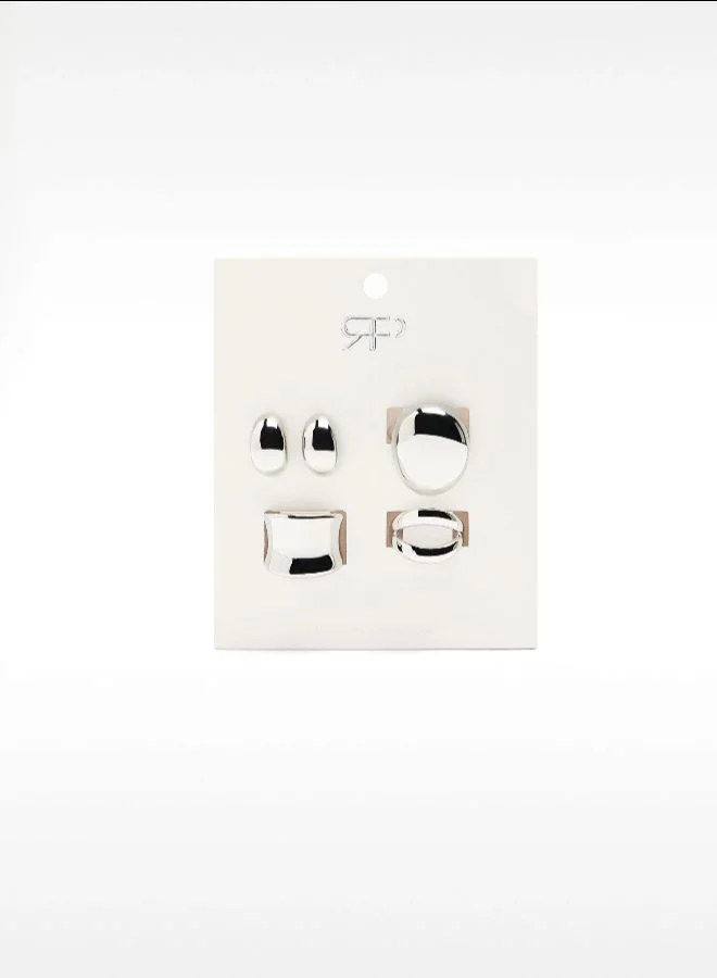PARFOIS Silver Set Of Rings With Earrings for Women | Best Price UAE