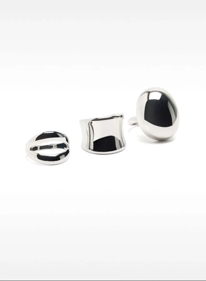 PARFOIS Silver Set Of Rings With Earrings for Women | Best Price UAE