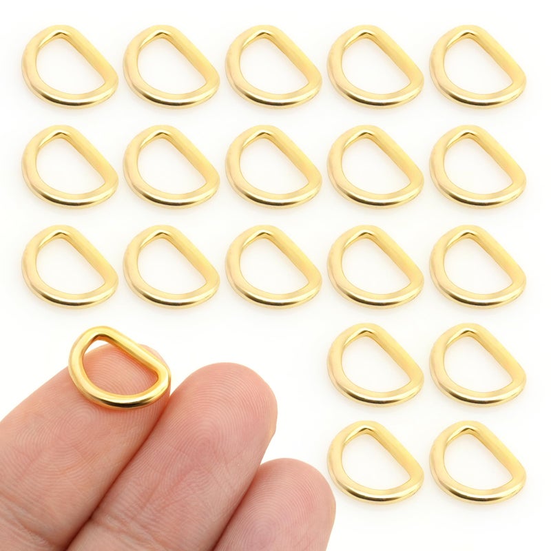 CRAFTMEMORE 38 or 12 Inch Tiny DRing Findings Metal Welded D Rings for Zipper Puller Lanyard Purse Making DIY Craft 50pcs Gold 38 Inch
