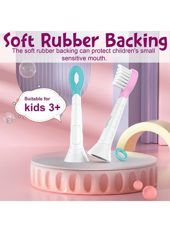 Ofashu Kids Toothbrush Heads for Sonicare: Sonic Electric Replacement Brush Compatible with Phillips 6032/94 6321 6340 6042 6320 Mini Compact Head for Child 3-7, Pink Girl Green Boy 4 Pack - Image 4