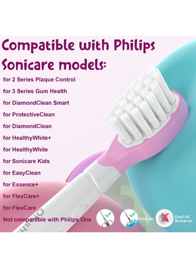 Ofashu Kids Toothbrush Heads for Sonicare: Sonic Electric Replacement Brush Compatible with Phillips 6032/94 6321 6340 6042 6320 Mini Compact Head for Child 3-7, Pink Girl Green Boy 4 Pack - Image 2