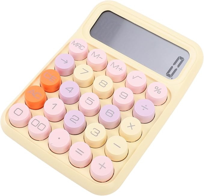 Mechanical Switch Desktop Calculator with Big Buttons for Office School Home Business in Lemon Yellow - Image 1