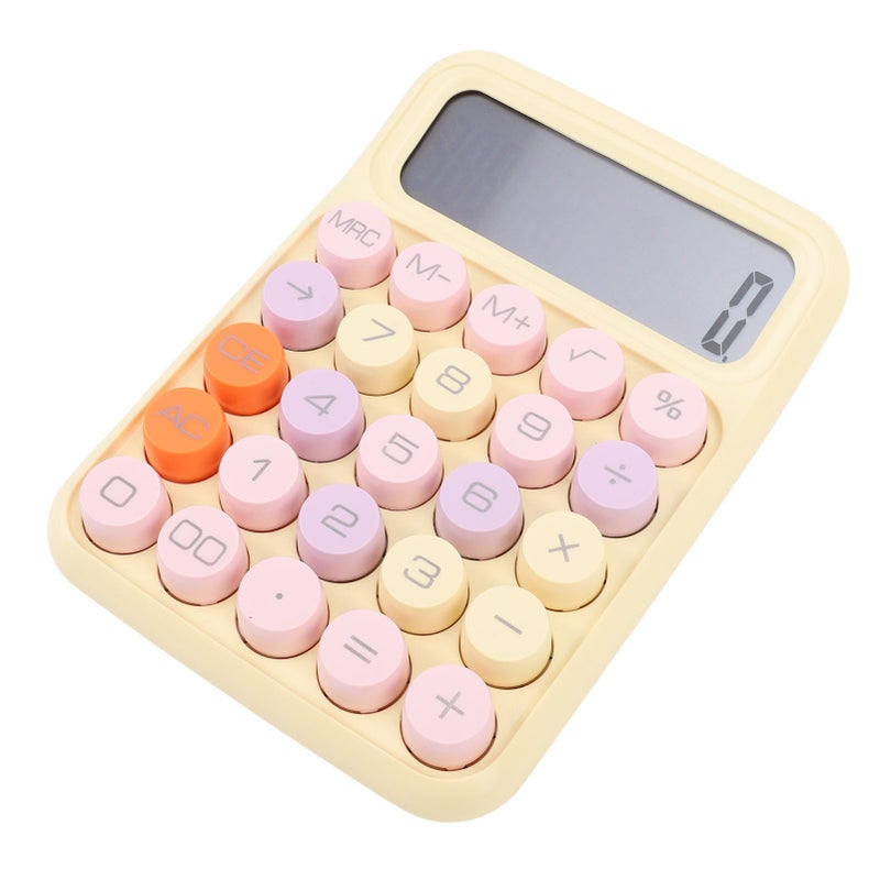 Mechanical Switch Desktop Calculator with Big Buttons for Office School Home Business in Lemon Yellow - Image 2
