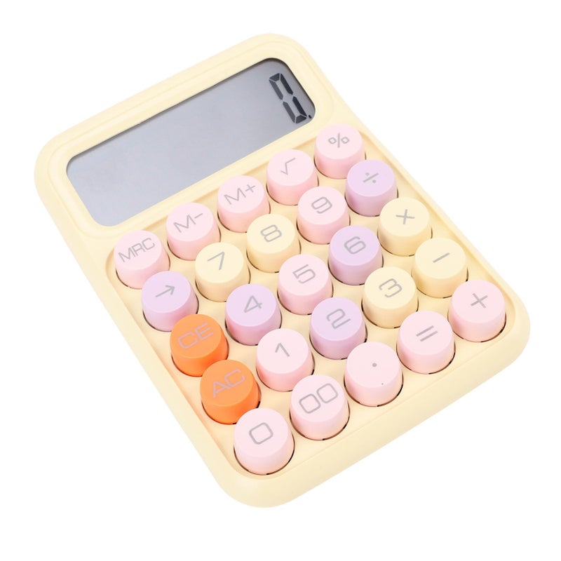 Mechanical Switch Desktop Calculator with Big Buttons for Office School Home Business in Lemon Yellow - Image 5