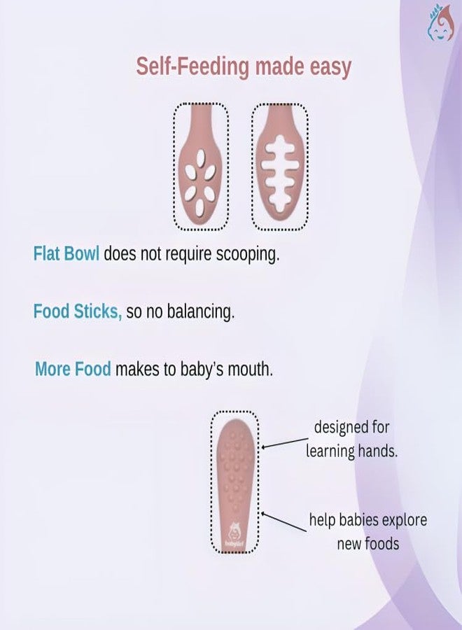Babylief™ Baby Training Spoons, Silicone Self-Feeding Spoons, Multicolor (Blush Pink) - Image 4