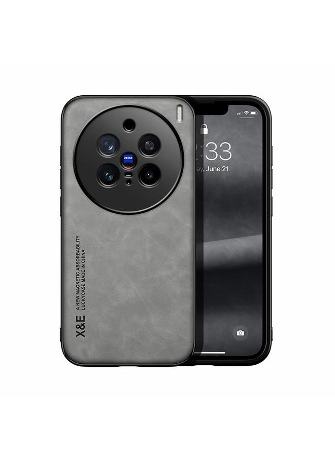 erorex - For vivo X200 Pro Skin Feel Magnetic Leather Back Phone Case(Light Grey) - Image 1