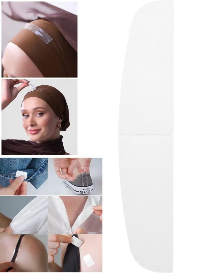 Double Sided Clothing Tape for Women Invisible Clear Hijab Shaper Adhesive Strips for Secure Scarf Styling And Fabric Hold Ultra Thin Lightweight Skin Safe Long Lasting Tape to Prevent Slipping Gaping And Wardrobe Issues Pack of 12 Large Size Strips - Image 1