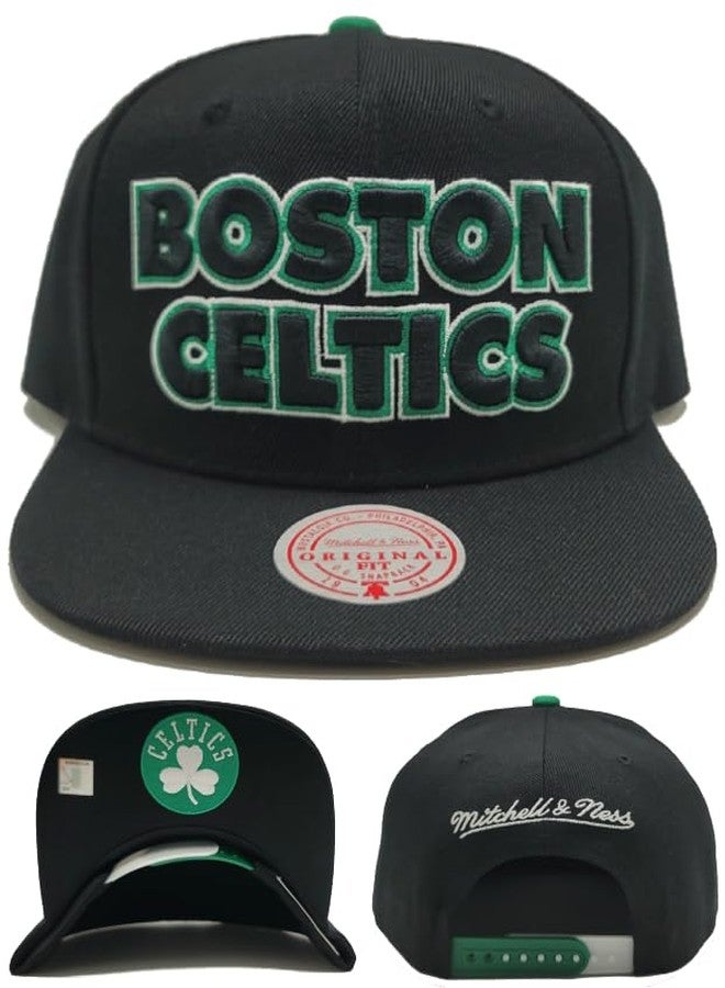 Mitchell & Ness Boston Celtics New Vintage 2013 Draft Black Green Snapback Era Hat Cap - Image 1