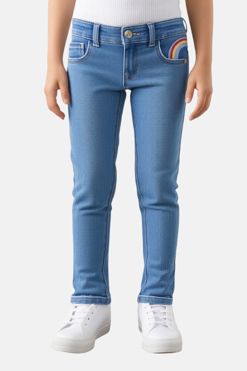 NAME IT جينز ضيق للفتيات، مغسول وقابل للتمدد، أزرق فاتح - Image 1