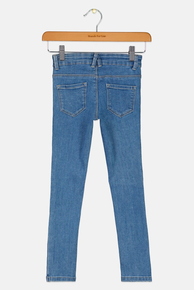 NAME IT جينز ضيق للفتيات، مغسول وقابل للتمدد، أزرق فاتح - Image 3