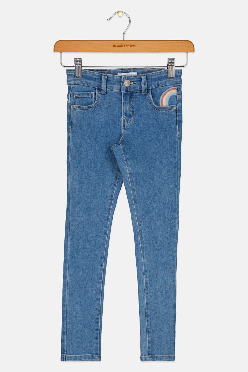 NAME IT جينز ضيق للفتيات، مغسول وقابل للتمدد، أزرق فاتح - Image 2