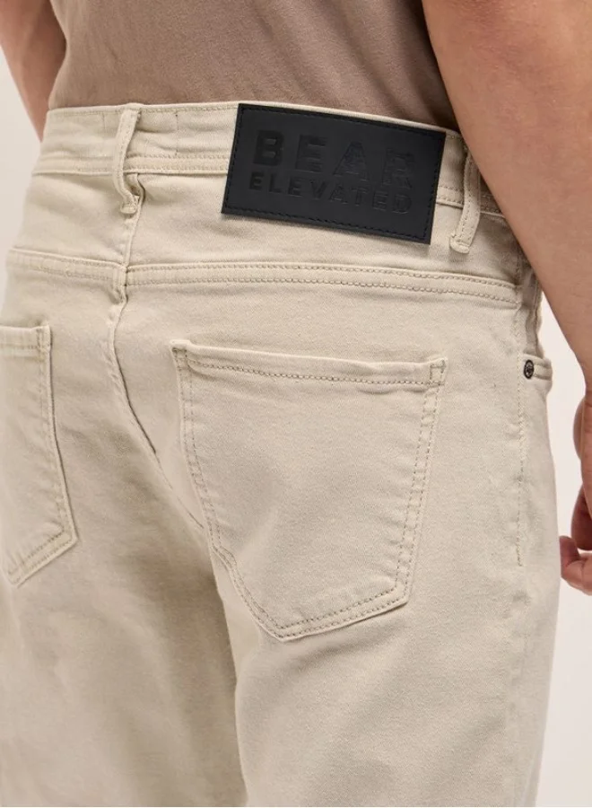 THE BEAR HOUSE Men's Stylish Beige Jeans with Comfortable Stretch and Skinny Fit Classic Comfort With Modern Style, Perfect For Everyday Casual Looks And Effortless Streetwear Vibes