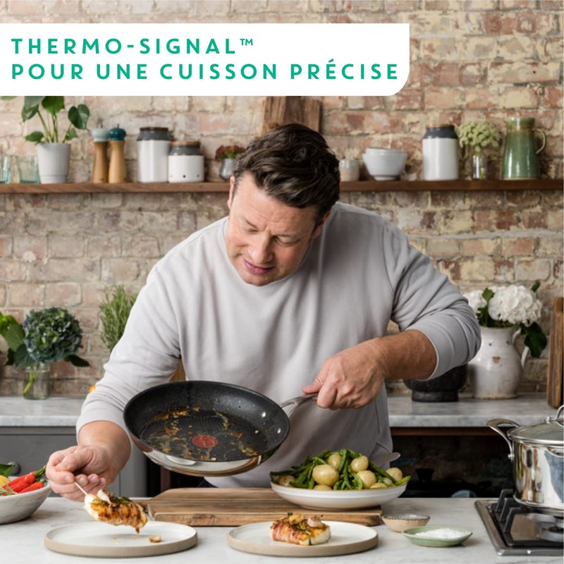 T-Fal Jamie Oliver Cooks Direct, Stainless Steel Non-stick Frying Pan 3 Pcs Set (20/24/28cm) (8/9/11 Inches) with Induction - Image 5
