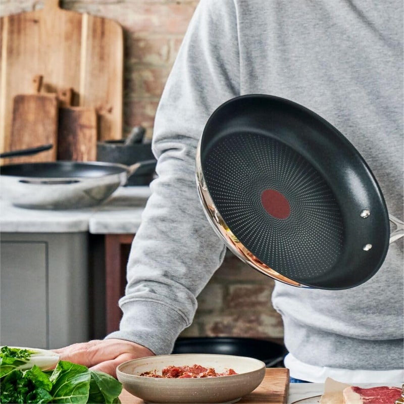 T-Fal Jamie Oliver Cooks Direct, Stainless Steel Non-stick Frying Pan 3 Pcs Set (20/24/28cm) (8/9/11 Inches) with Induction - Image 4