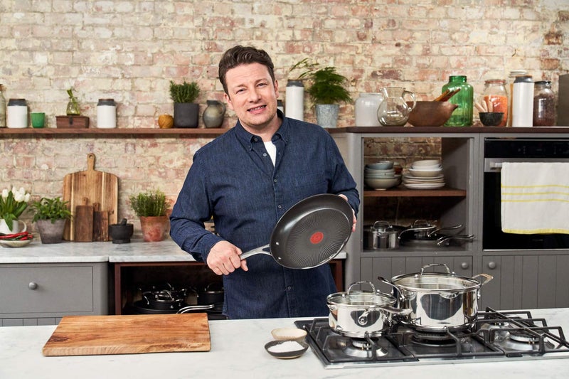T-Fal Jamie Oliver Cooks Direct, Stainless Steel Non-stick Frying Pan 3 Pcs Set (20/24/28cm) (8/9/11 Inches) with Induction - Image 3