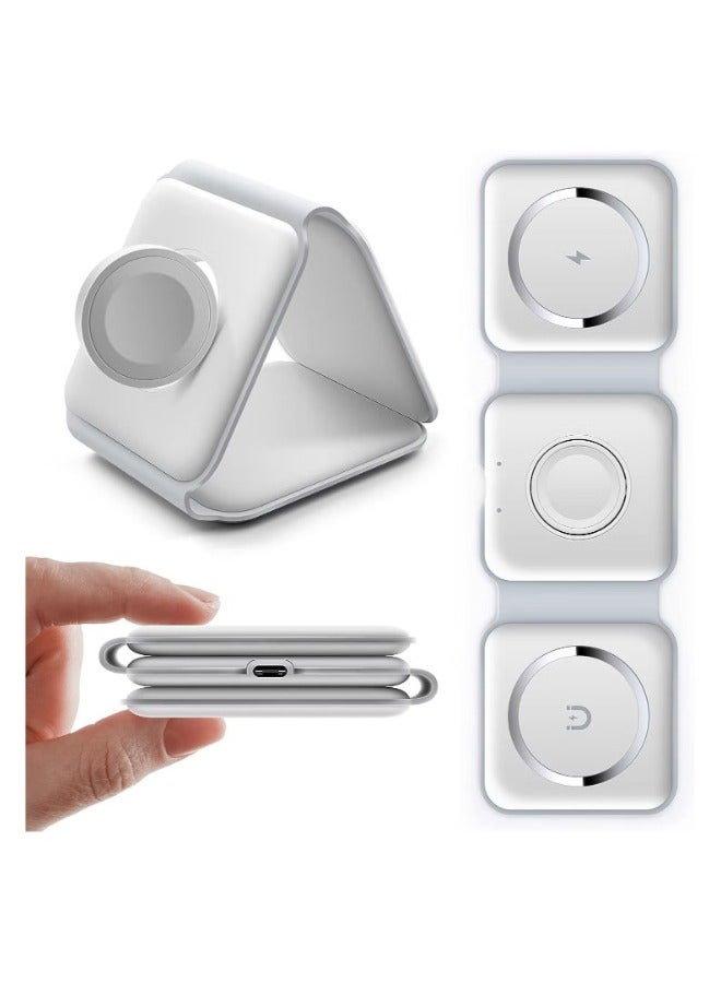 ACLIX Foldable Ultra-Thin Mobile Phone Watch Stand Charger 15W Fast Magnetic 3 in 1 Wireless Charger - Image 1