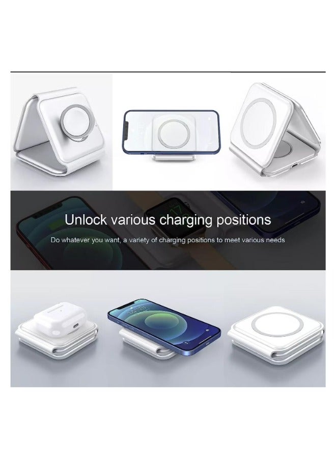 ACLIX Foldable Ultra-Thin Mobile Phone Watch Stand Charger 15W Fast Magnetic 3 in 1 Wireless Charger - Image 3