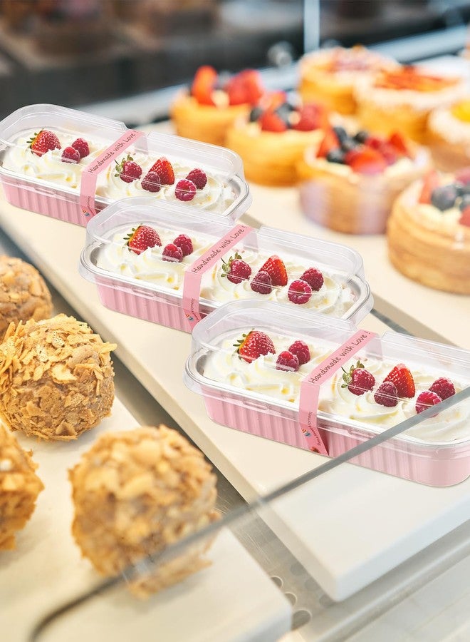NEEBAKE 150 Pack 6.8 oz Disposable Mini Loaf Pans with Lids and Spoons - 6.5x2.5x1.2 Pink Aluminum Loaf Pans, Small Aluminum Tin Foil Baking Pan, Food Containers for Baking, Cakes, Bread, Loaves - Image 4