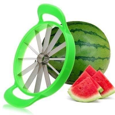 FBLXE Fruit Slicer Watermelon Cutter MultiFunction Kitchen Cutting Tool 12 Slices Melon Cutter Slicer Stainless Steel Fruit Corer Slicer Multicolour - Image 1