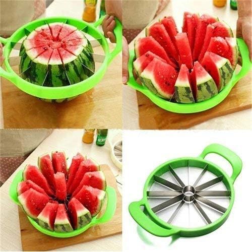 FBLXE Fruit Slicer Watermelon Cutter MultiFunction Kitchen Cutting Tool 12 Slices Melon Cutter Slicer Stainless Steel Fruit Corer Slicer Multicolour - Image 3