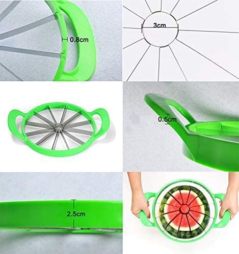 FBLXE Fruit Slicer Watermelon Cutter MultiFunction Kitchen Cutting Tool 12 Slices Melon Cutter Slicer Stainless Steel Fruit Corer Slicer Multicolour - Image 4