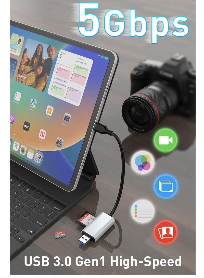 SD Card Reader, Micro SD/TF Memory with USB C and USB 3.0 Dual Slot High-Speed Reading at Same Time, Compatible with Computer PC MacBook Pro/Air, iPhone 15/15 Pro/Pro Max iPad Pro Samsung - Image 4