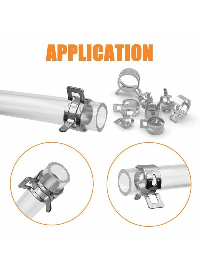ISPINNER 80pcs Spring Band Type Fuel/Silicone Vacuum Hose Pipe Clamp, 7mm-18mm Low Pressure Air Clip Clamp 7mm 9mm 10mm 11mm 14mm 16mm 17mm 18mm (Silver) - Image 4