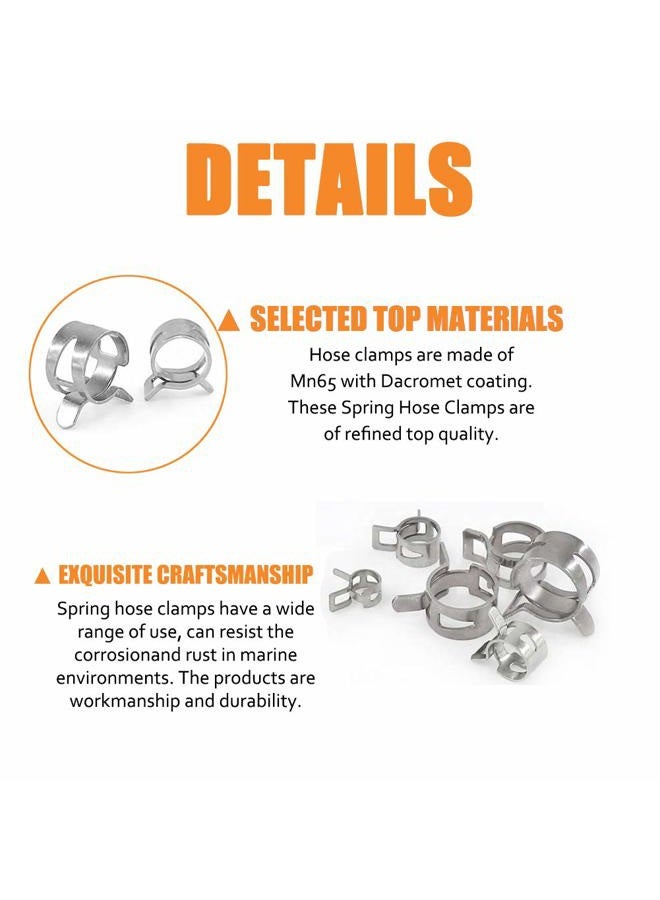 ISPINNER 80pcs Spring Band Type Fuel/Silicone Vacuum Hose Pipe Clamp, 7mm-18mm Low Pressure Air Clip Clamp 7mm 9mm 10mm 11mm 14mm 16mm 17mm 18mm (Silver) - Image 3