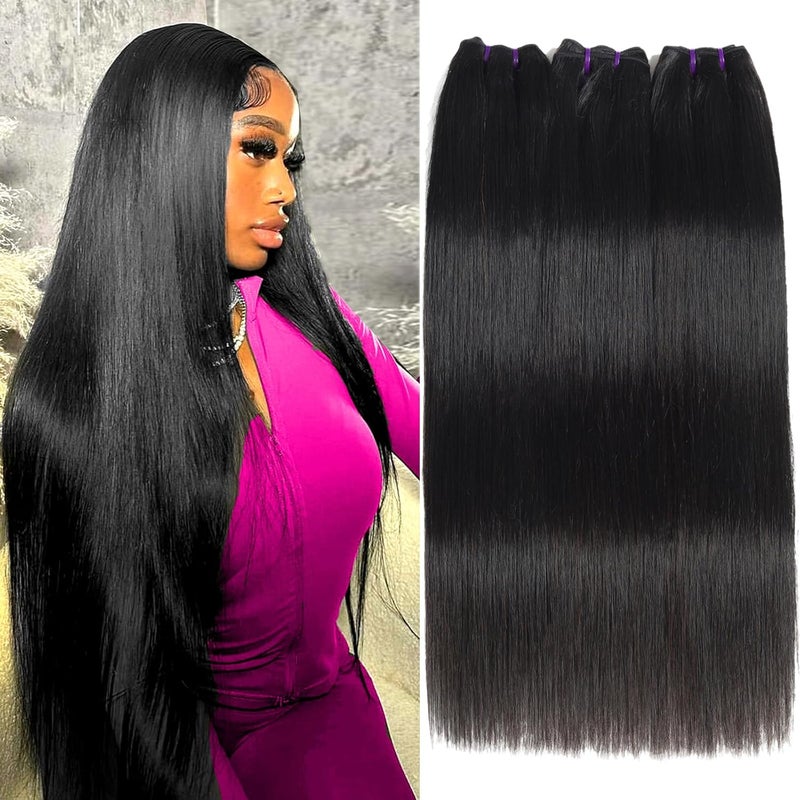 Beauty Queen 16A Straight Bundles Human Hair 14 16 18 Inch Virgin Human Hair Bundles Straight 100 Unprocessed Weave 3 Bundles Thick Brazilian Remy Hair Extensions for Women Natural Color
