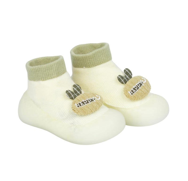 SYADEL Baby Shoes for 12-18 Months – Breathable Cotton Socks Shoes with Non-Slip Rubber Sole, Easy Slip-On Toddler Floor Shoes for Boys & Girls, Size 12.6 cm, Light Green - Image 4