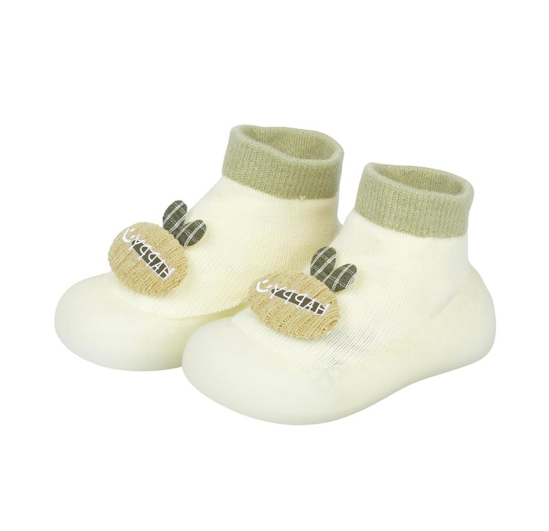 SYADEL Baby Shoes for 12-18 Months – Breathable Cotton Socks Shoes with Non-Slip Rubber Sole, Easy Slip-On Toddler Floor Shoes for Boys & Girls, Size 12.6 cm, Light Green - Image 3