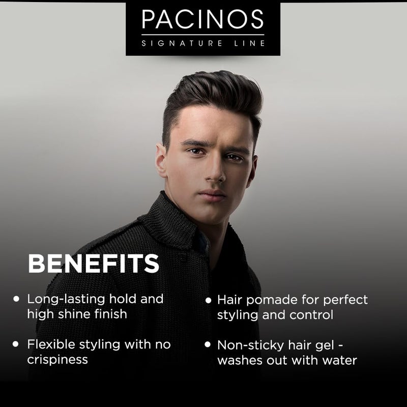 Pacinos SLEEK High Shine Flexible Pomade for Men - Long-Lasting Styling for Medium to Longer Hair - Wet Look with All-Day Hold - 4 oz - Image 2