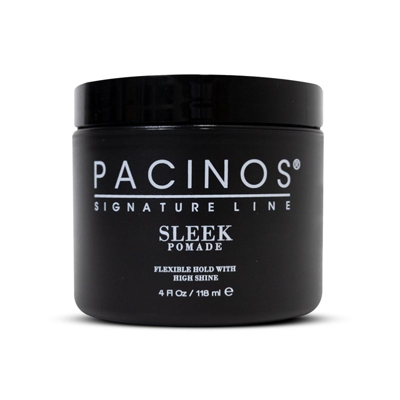 Pacinos SLEEK High Shine Flexible Pomade for Men - Long-Lasting Styling for Medium to Longer Hair - Wet Look with All-Day Hold - 4 oz - Image 1
