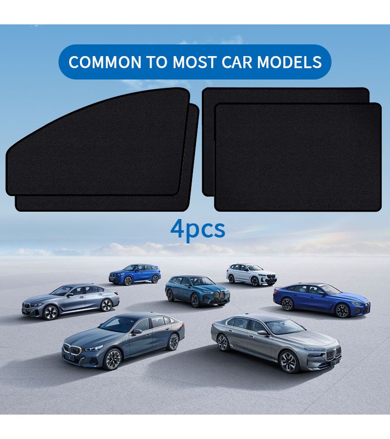 Black 4pcs Sleeping Car Curtain Set Side Window Sun Block Privacy UV Protection - Image 4