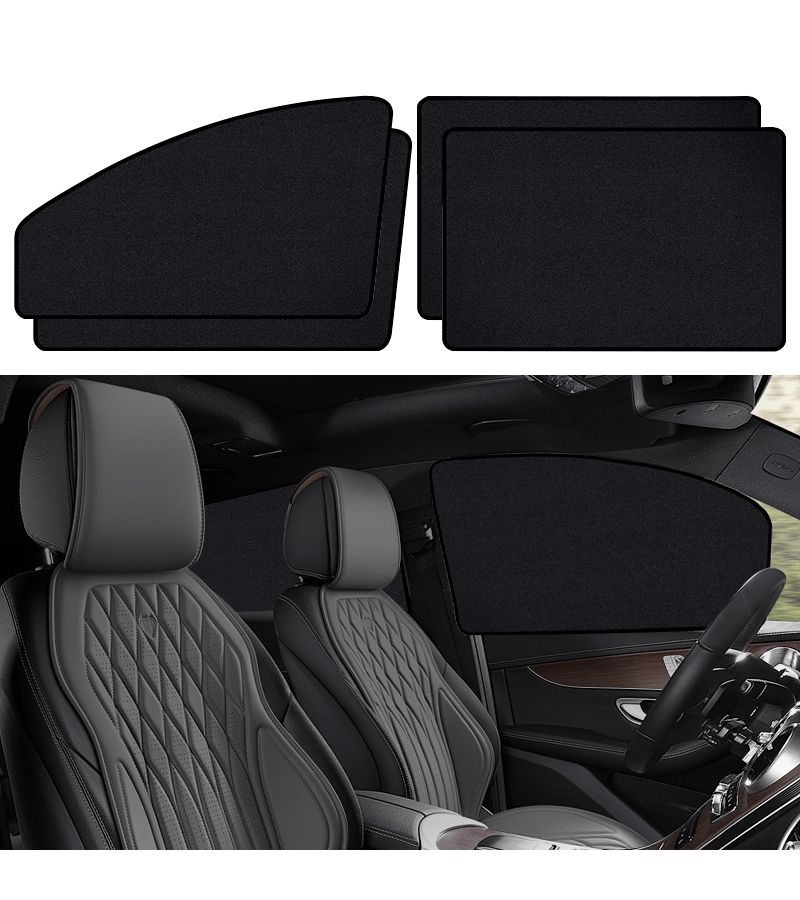 Black 4pcs Sleeping Car Curtain Set Side Window Sun Block Privacy UV Protection - Image 3