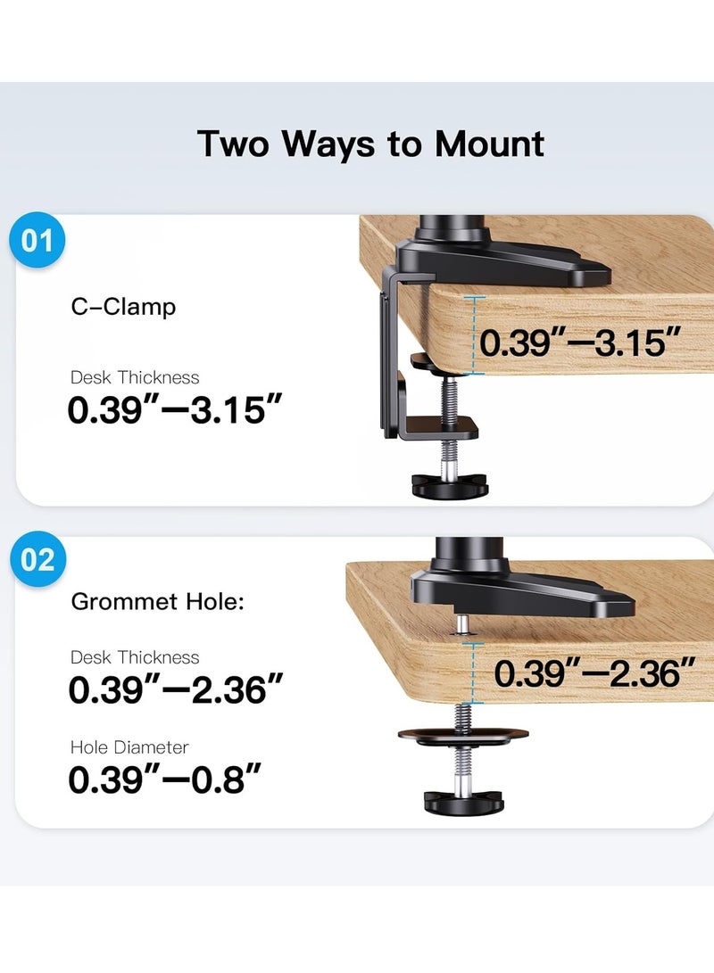 TIGER Triple Monitor Mount Stand for 17"–32" Screens – Height Adjustable Desk Arm Holds 3 Monitors up to 8kg Each | VESA Compatible | Full Motion Tilt, Swivel & Rotate | Space-Saving Heavy-Duty Setup – Black  - Image 5