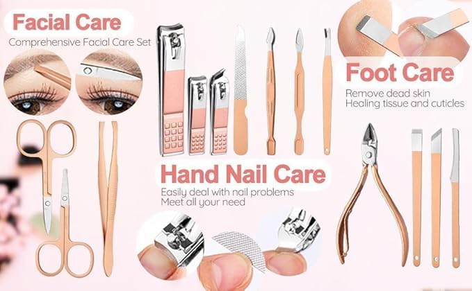 Kevra online Kevra online 16in1 Nail Manicure Kit Nail Cutter Grooming Tools Acne Needle Blackhead Remover Steel Pedicure Tools - Image 5