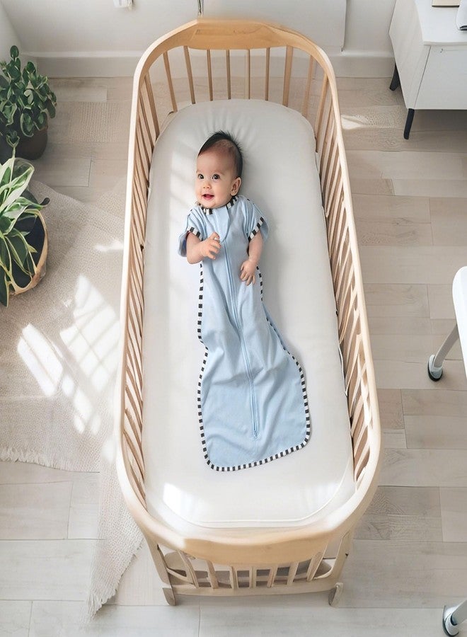 QUENESS Transition Swaddle, 2 Pack 100% Cotton Baby Sleep Sack, 2-Way Zipper Infant Arm Up Swaddle for Newborn Baby Boys Girls (Blue + Green, S(0-3 Months)) - Image 4