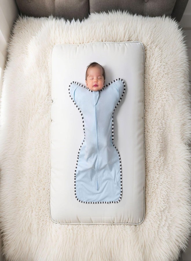 QUENESS Transition Swaddle, 2 Pack 100% Cotton Baby Sleep Sack, 2-Way Zipper Infant Arm Up Swaddle for Newborn Baby Boys Girls (Blue + Green, S(0-3 Months)) - Image 3
