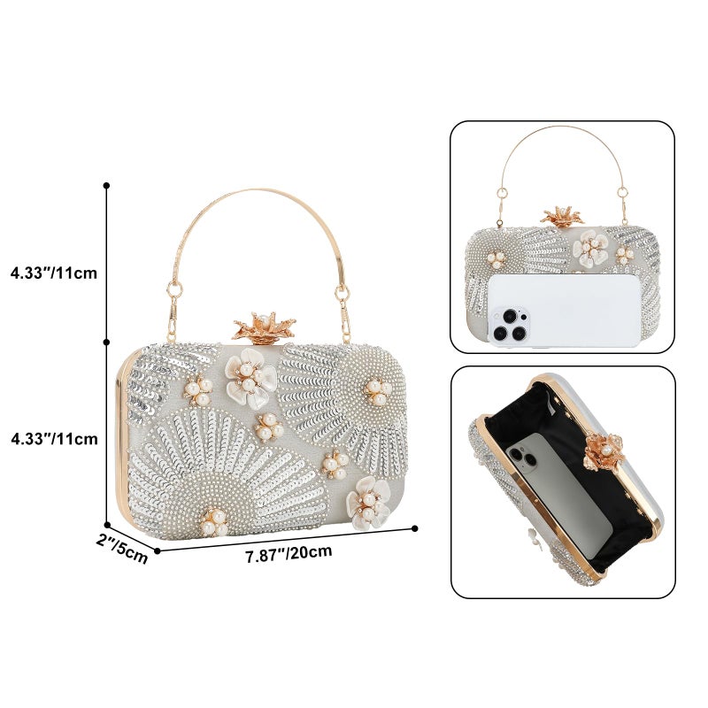 DA BODAN Womens Vintage Floral Embroidery Clutch Evening Handbag Shoulder Bags Purse for Wedding Party Prom - Image 5