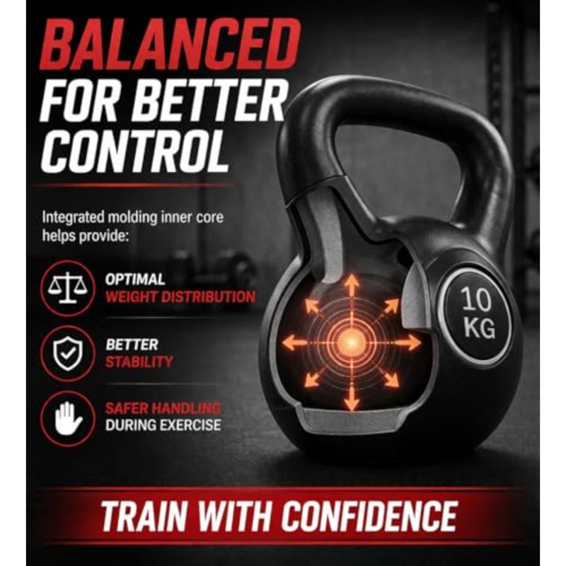 Kettlebell 2-in-1 Dumbbell PVC-Coated Cast Iron Strength Training Weight Full Body Workout Equipment for Home, Gym, Indoor Outdoor Fitness Black 3 PCS Set - Image 3