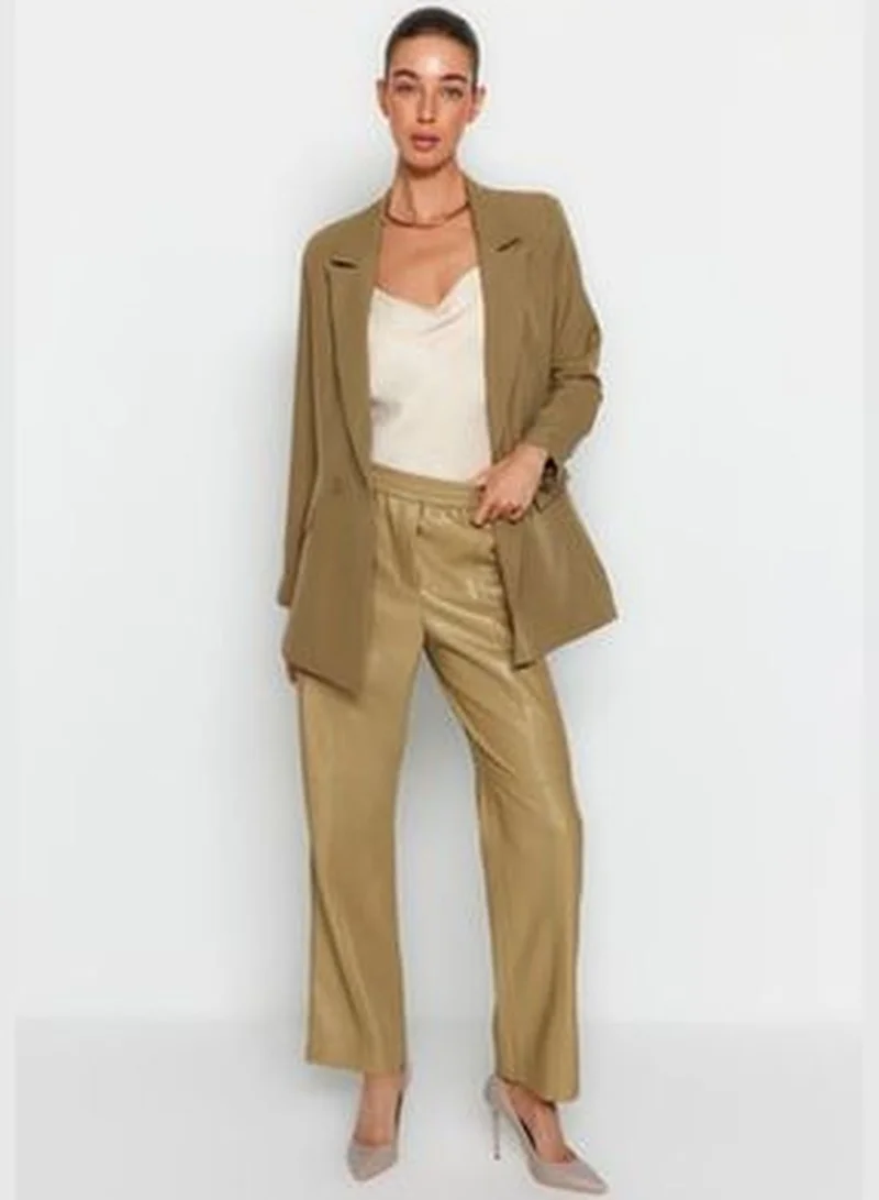 trendyol Light Khaki Regular Lined Double Breasted Blazer with Closure TWOSS20CE0059