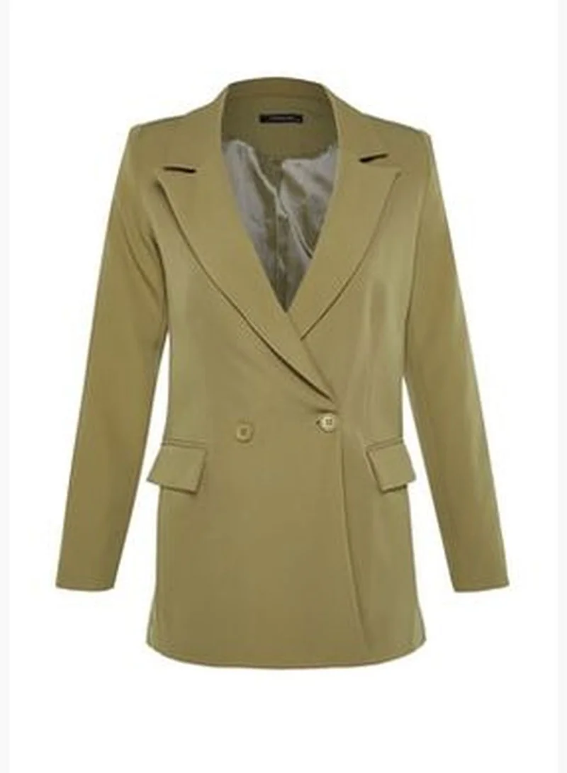 trendyol Light Khaki Regular Lined Double Breasted Blazer with Closure TWOSS20CE0059