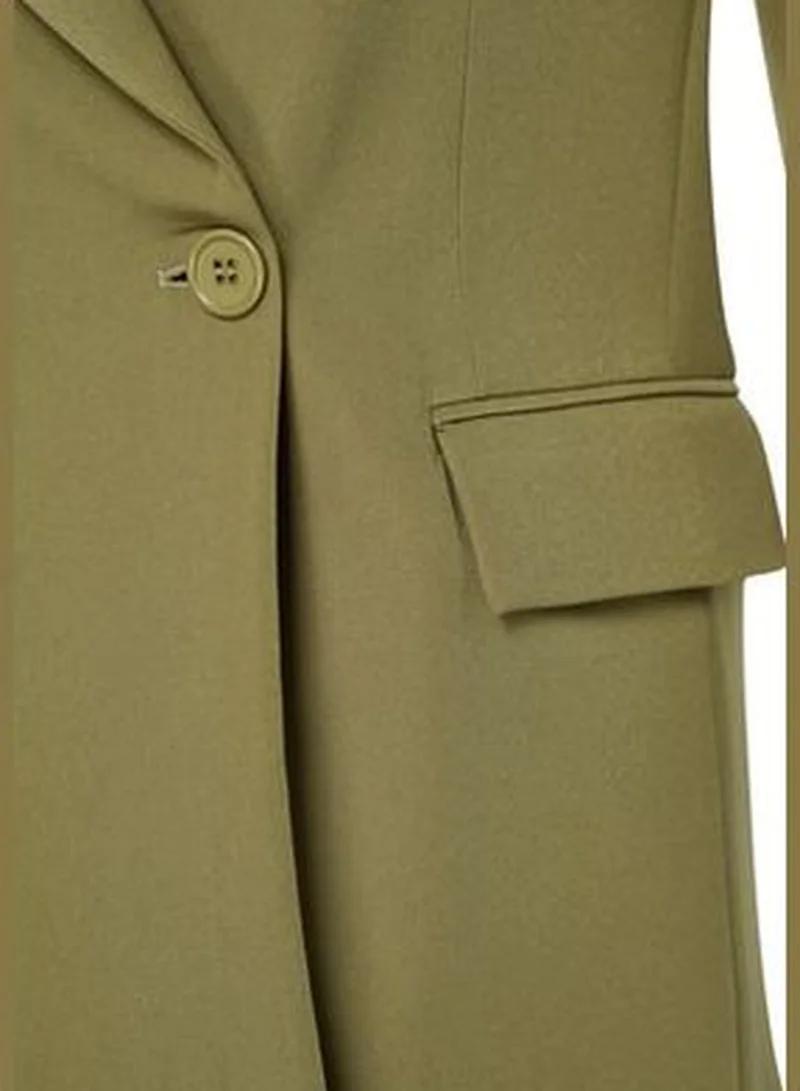 trendyol Light Khaki Regular Lined Double Breasted Blazer with Closure TWOSS20CE0059