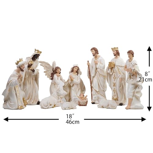 Zayton Nativity Set Christmas Indoor 11 Pcs 8 Inch Scene Statue Figurines Jesus Manger Crib Ornament Church Xmas Home Catholic Religious Decoration - Image 2