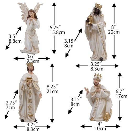 Zayton Nativity Set Christmas Indoor 11 Pcs 8 Inch Scene Statue Figurines Jesus Manger Crib Ornament Church Xmas Home Catholic Religious Decoration - Image 4