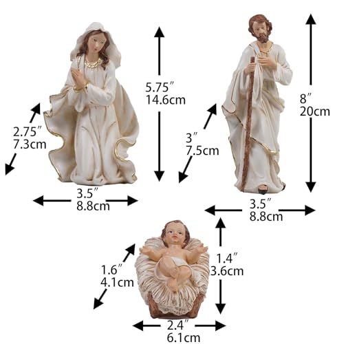 Zayton Nativity Set Christmas Indoor 11 Pcs 8 Inch Scene Statue Figurines Jesus Manger Crib Ornament Church Xmas Home Catholic Religious Decoration - Image 3