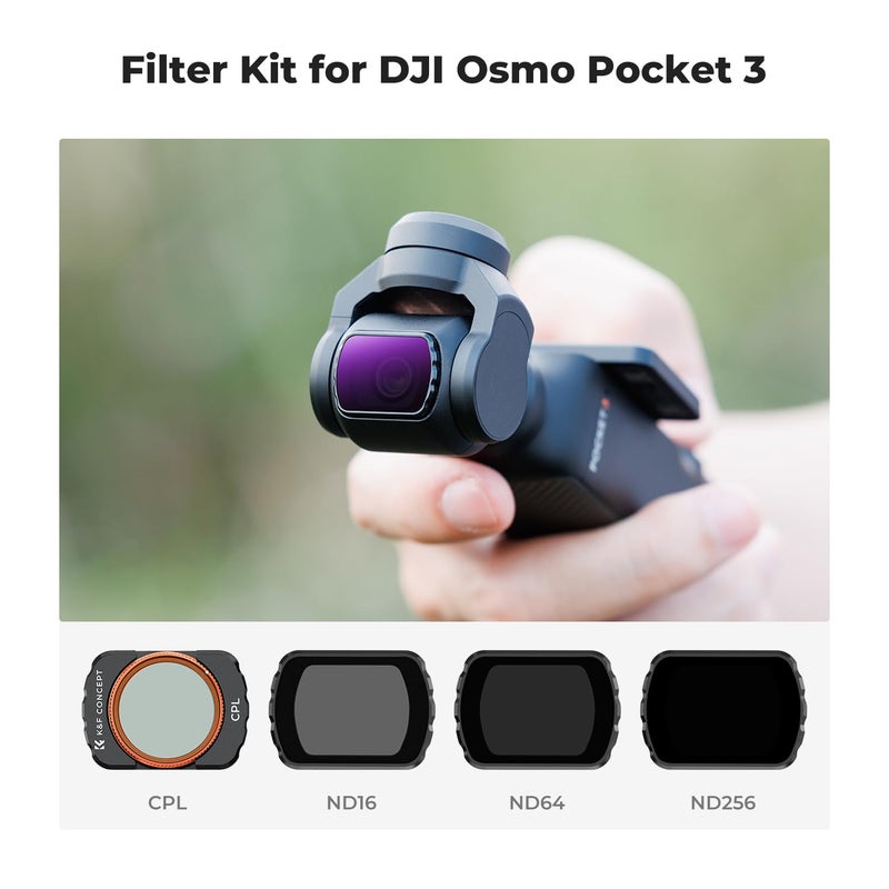 K&F Concept Magnetic 4 Pack ND & CPL Filter Kit Compatible with DJI OSMO Pocket 3, CPL ND16 ND64 ND256 Polarizing Neutral Density Filters, Multi-Coated/HD Optical Glass/Gimbal Compatible - Image 2